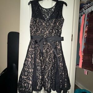 Betsy & Adam Black Lace Mini Dress